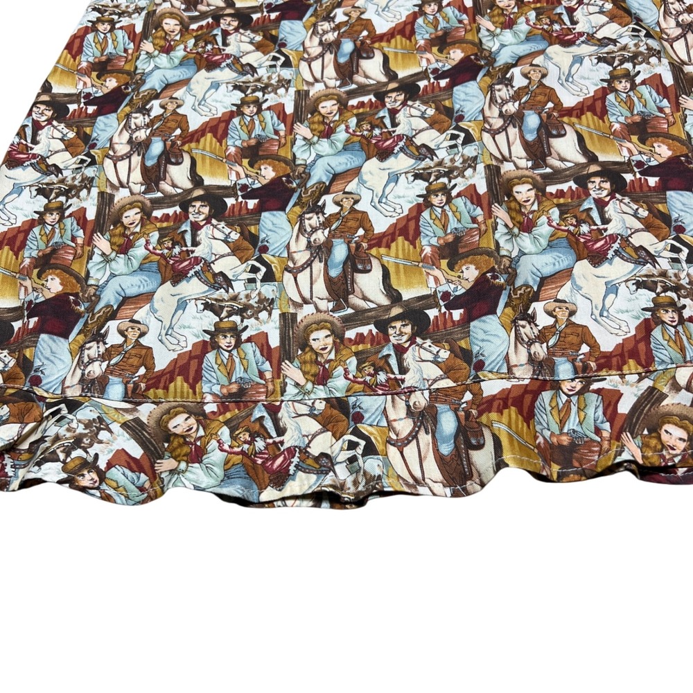 Western Print Maxi Skirt Cowboy Cowgirl Rodeo Ruffle Hem‎ Long Skirt - Picture 6 of 9
